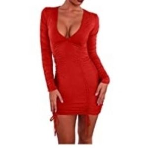 Red Cinch Tie, & Scrunch butt dress